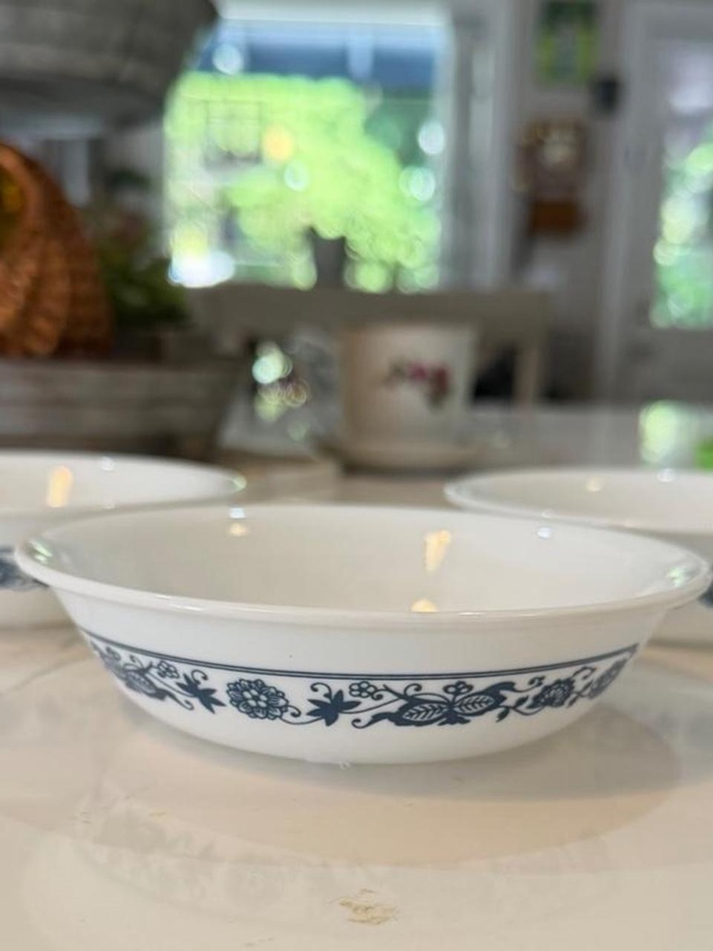 Vintage corelle bowls blue and white